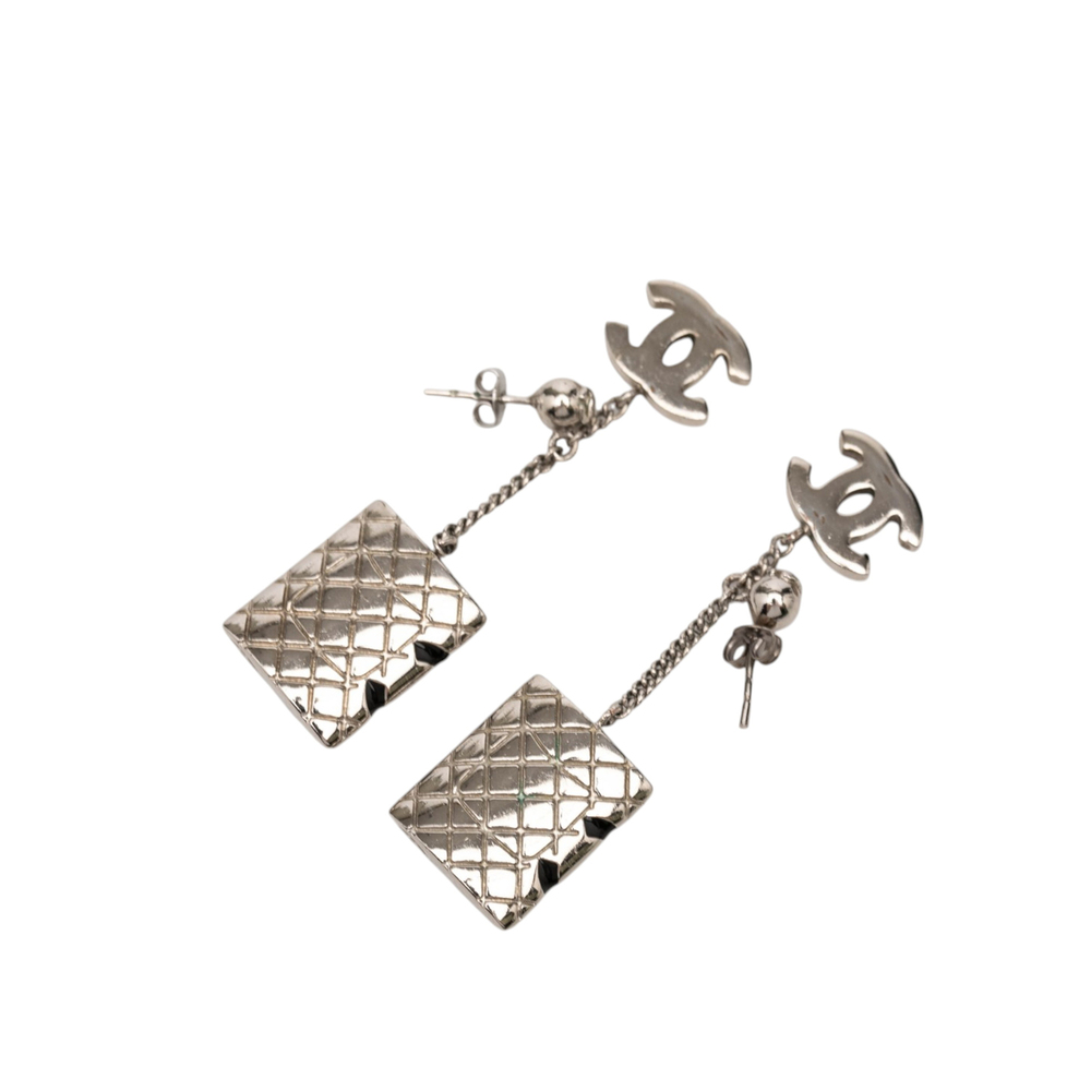 Pre-Loved Chanel CC Brass Cambon Ligne Drop Pushback Earrings - Picture 2 of 3